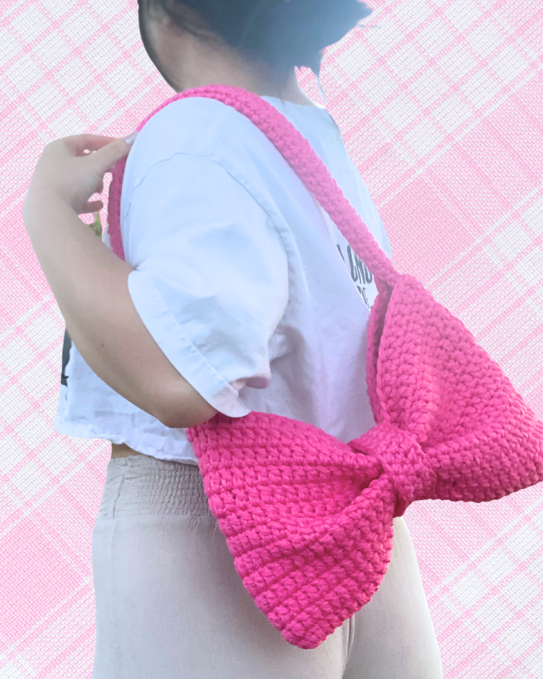 crochet bow shoulder bag
