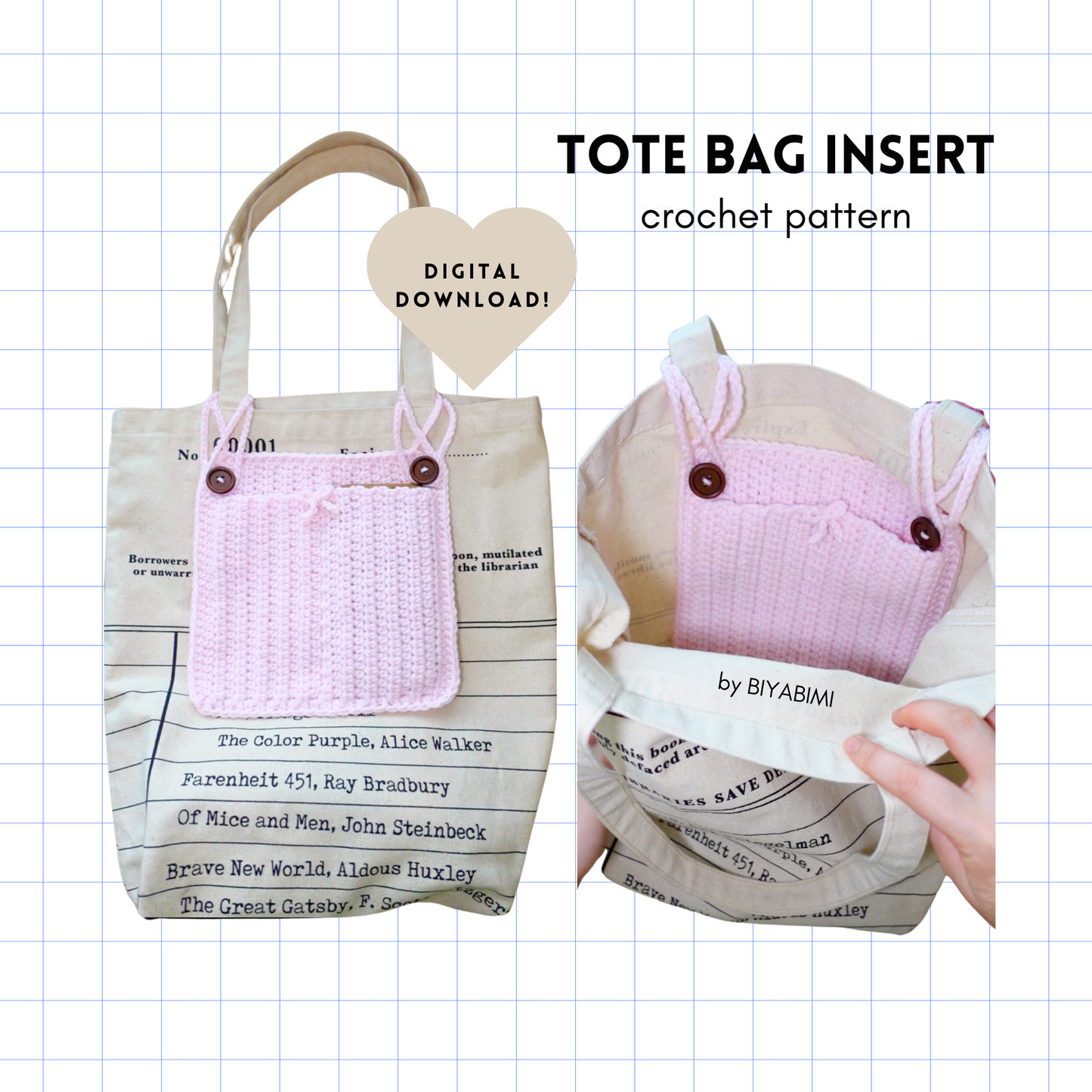 tote bag insert crochet pattern